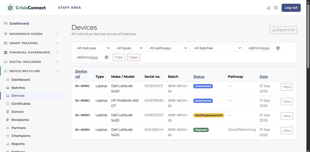 deviceConnect device list