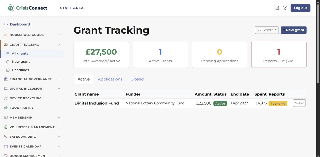 grantConnect in CrisisConnect
